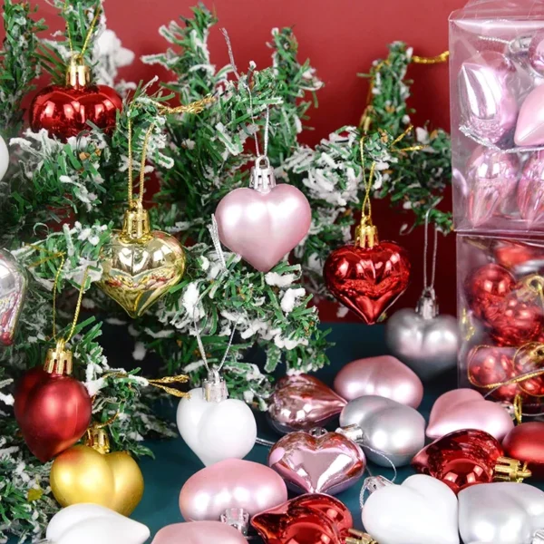 12-Piece Christmas Heart Ornaments - Image 3