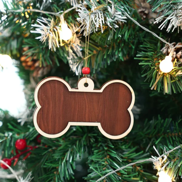 Rustic Wooden Christmas Bone Ornaments - Image 2