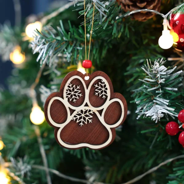 Christmas Dog Paw Wooden Hanging Sign - Image 3