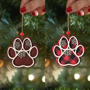 Christmas Dog Paw Wooden Hanging Sign