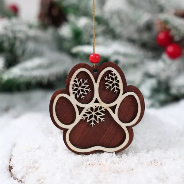 Christmas Dog Paw Wooden Hanging Sign - Image 2