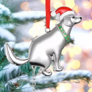 Humorous Christmas Pooping Dog Ornament