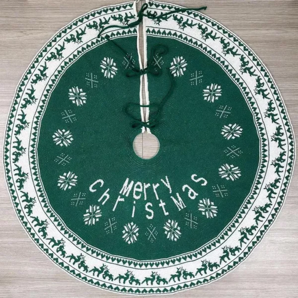 Christmas Tree Green Skirt with Snowflake Pattern - Image 4