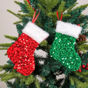 Glitter Christmas Stocking Hanging Decoration