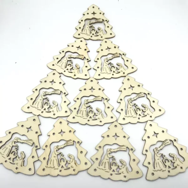 10pcs Wooden Nativity Scene Christmas Tree Pendants - Image 4