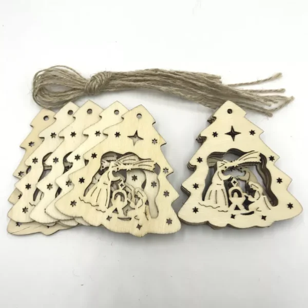 10pcs Wooden Nativity Scene Christmas Tree Pendants - Image 5