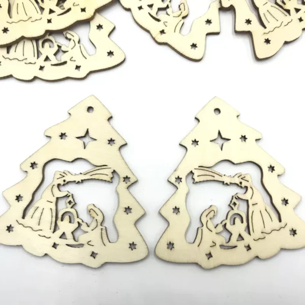 10pcs Wooden Nativity Scene Christmas Tree Pendants - Image 3