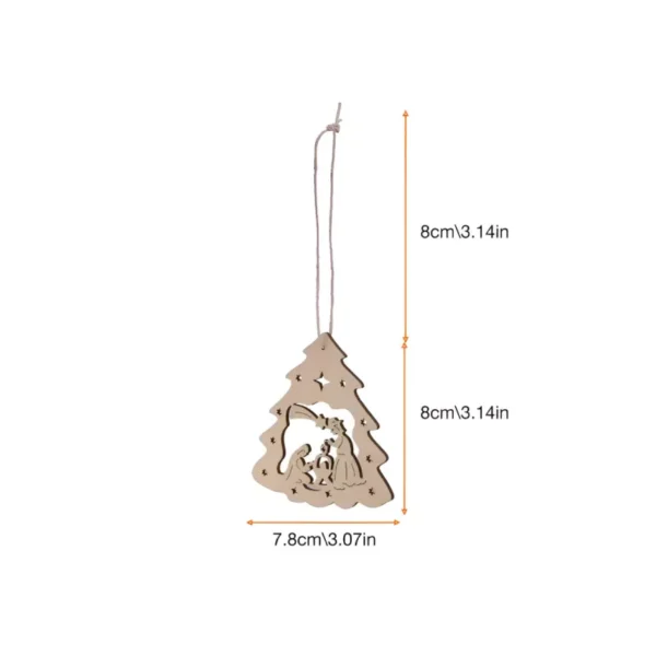 10pcs Wooden Nativity Scene Christmas Tree Pendants - Image 6
