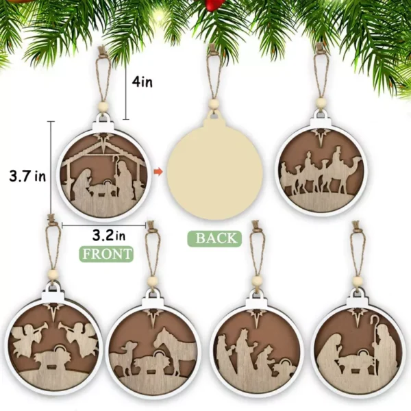 Jesus Nativity Scene Wooden Ornament - Image 5