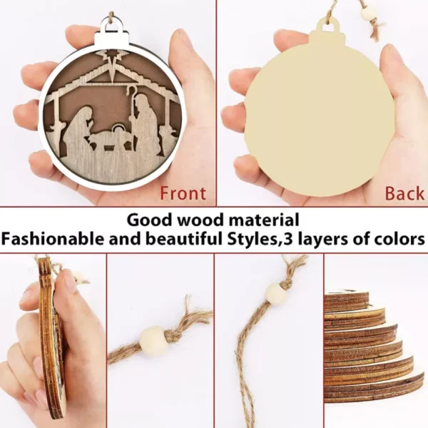 Jesus Nativity Scene Wooden Ornament - Image 4