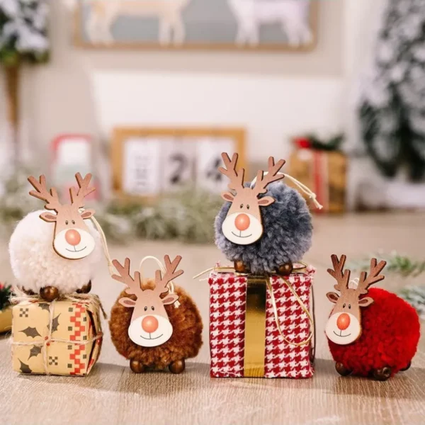4pcs Christmas Felt Deer Pendant Hanging Ornaments - Image 3