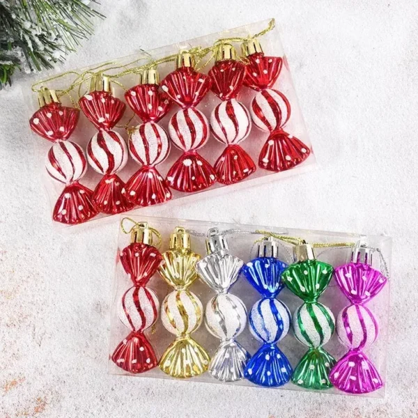 6pcs Colorful Candy Christmas Tree Ornaments - Image 4