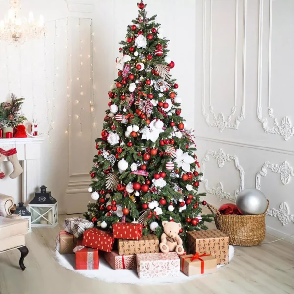 White Plush Christmas Tree Skirt - Image 7