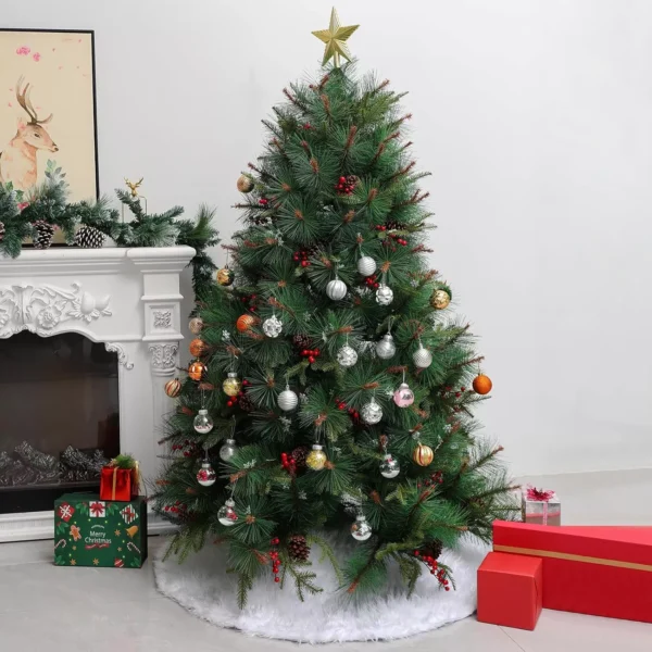White Plush Christmas Tree Skirt - Image 5