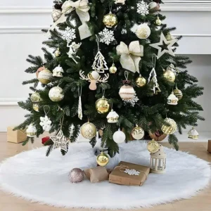 White Plush Christmas Tree Skirt