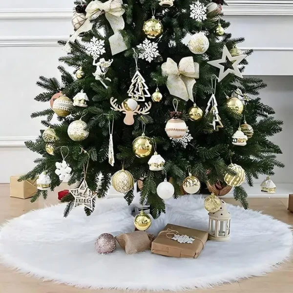 White Plush Christmas Tree Skirt