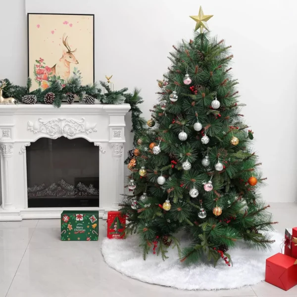 White Plush Christmas Tree Skirt - Image 6