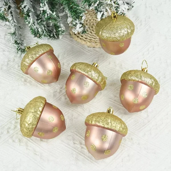 2pcs Rose Gold Pine Cone Christmas Tree Ornaments