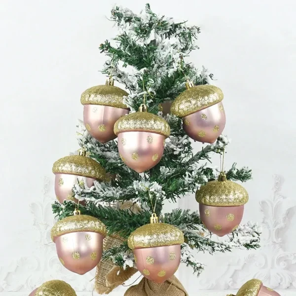 2pcs Rose Gold Pine Cone Christmas Tree Ornaments - Image 3
