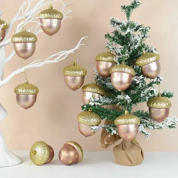 2pcs Rose Gold Pine Cone Christmas Tree Ornaments - Image 4
