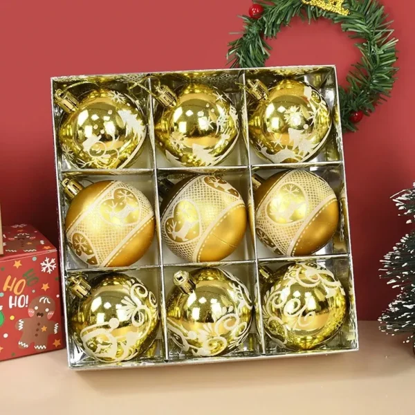 9pcs Large Golden Christmas Balls - Image 5