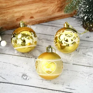 9pcs Large Golden Christmas Balls