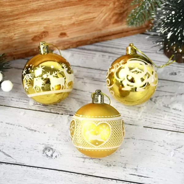9pcs Large Golden Christmas Balls