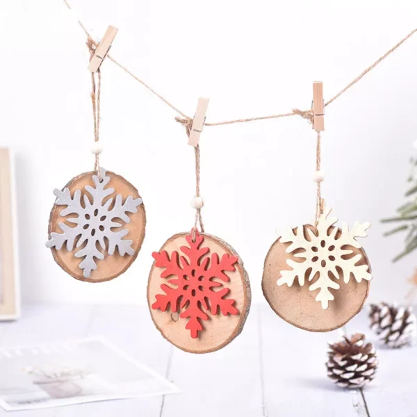 Wooden Snowflake Hanging Ornaments - Image 3