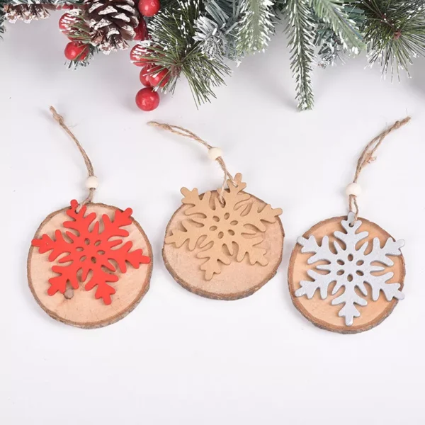 Wooden Snowflake Hanging Ornaments - Image 2