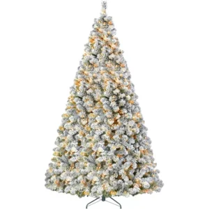 Prelit Snow Flocked Christmas Tree with 250 Warm White LED Lights