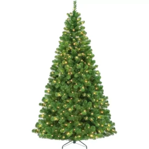 6 ft Prelit Artificial Christmas Tree with 300 LED Lights and Metal Stand