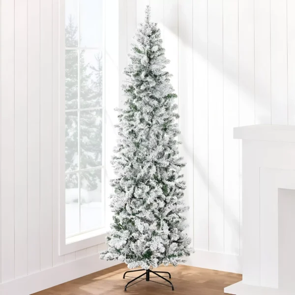 7.5Ft Snow-Flocked Pre-Lit Slim Christmas Tree - Image 6