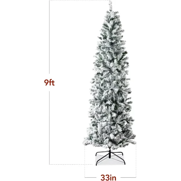 7.5Ft Snow-Flocked Pre-Lit Slim Christmas Tree - Image 7