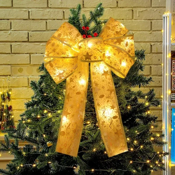 LED Bow Ribbon Christmas Tree Topper - Image 2