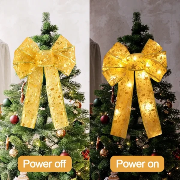 LED Bow Ribbon Christmas Tree Topper - Image 3