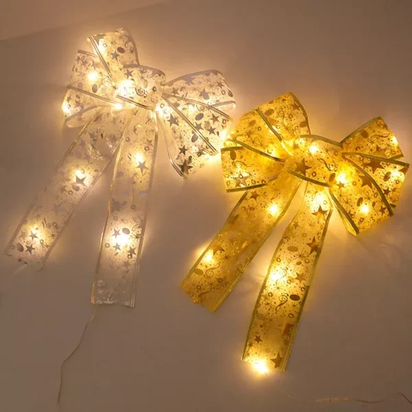 LED Bow Ribbon Christmas Tree Topper - Image 4