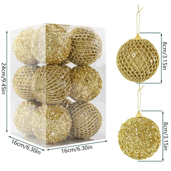 12-Piece 3.15” Christmas Tree Ball Ornaments Set - Image 7