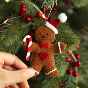 3Pcs Gingerbread Man Doll Ornaments for Christmas Tree Decor