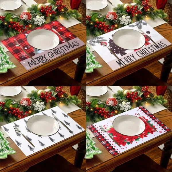 Festive Christmas Tree Snowman Elk Placemat - Image 7
