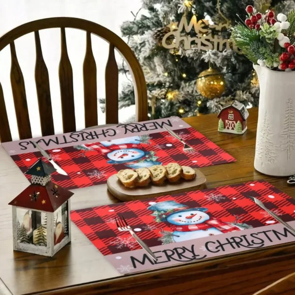 Festive Christmas Tree Snowman Elk Placemat - Image 3