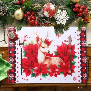 Festive Christmas Tree Snowman Elk Placemat
