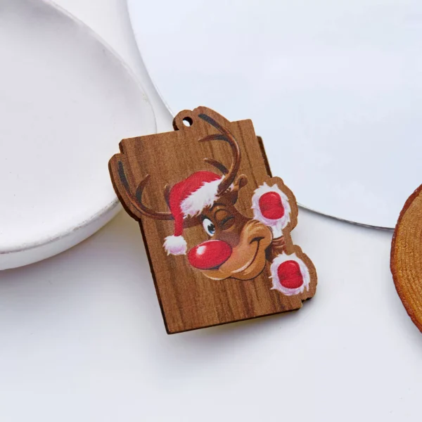 Cartoon Christmas Brooch Santa Tree Snowman Wooden Lapel Pin Jewelry - Image 6