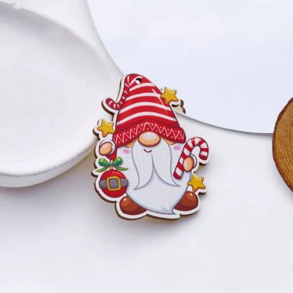 Cartoon Christmas Brooch Santa Tree Snowman Wooden Lapel Pin Jewelry - Image 5