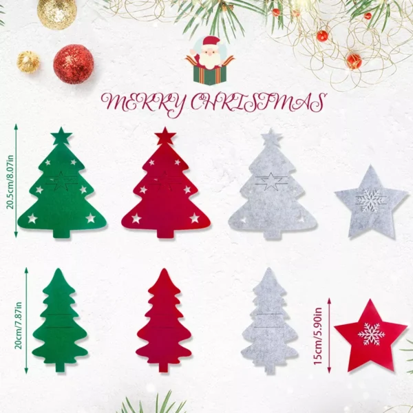 Festive Christmas Tree Cutlery Holder Set - Image 5