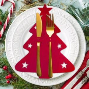 Festive Christmas Tree Cutlery Holder Set