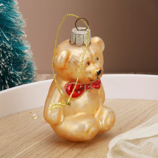 Pair of Glass Bear Christmas Tree Ornaments - Image 5