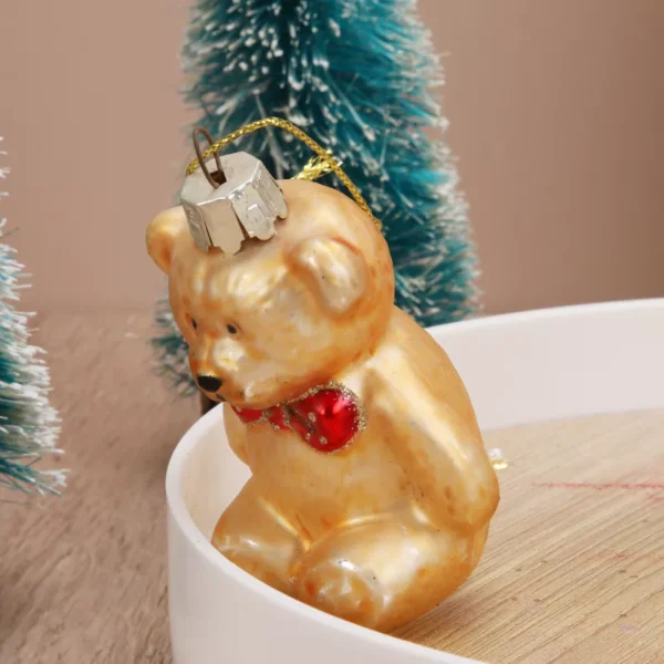 Pair of Glass Bear Christmas Tree Ornaments - Image 4