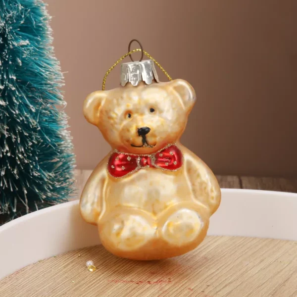 Pair of Glass Bear Christmas Tree Ornaments - Image 3