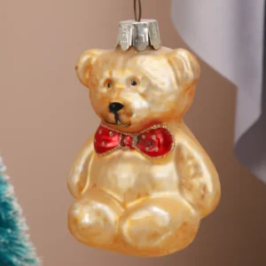 Pair of Glass Bear Christmas Tree Ornaments