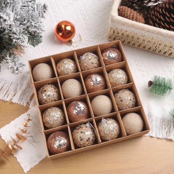 16pcs Sparkling Crystal Christmas Tree Ornaments with Sequins and Stars - Image 5